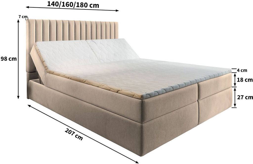 Masseno Boxspringbett MURLO 180x200 cm Komplett-Set mit Produktbild 3