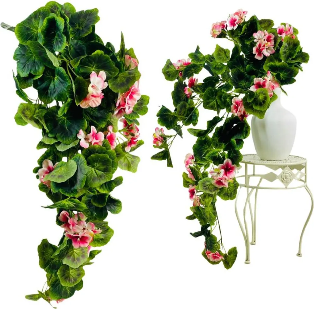 Guirlande fleurie pour balcon géranium rose et blanc longueur 80 cm