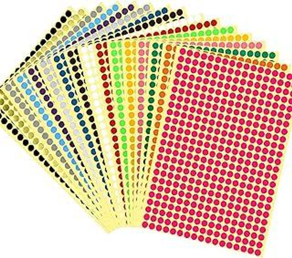 JANYUN 6528 Stück Bunte Selbstklebende Klebepunkte Aufkleber 6mm Runde Punktaufkleber 16 Farben Kleine Farbkodierung Etiketten Markierungspunkte z...