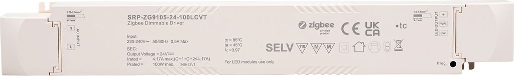 CONNEX 100W 24V ZigBee CCT Constant Voltage LED Dimmable Driver SRP-ZG9105-24-100LCVT
