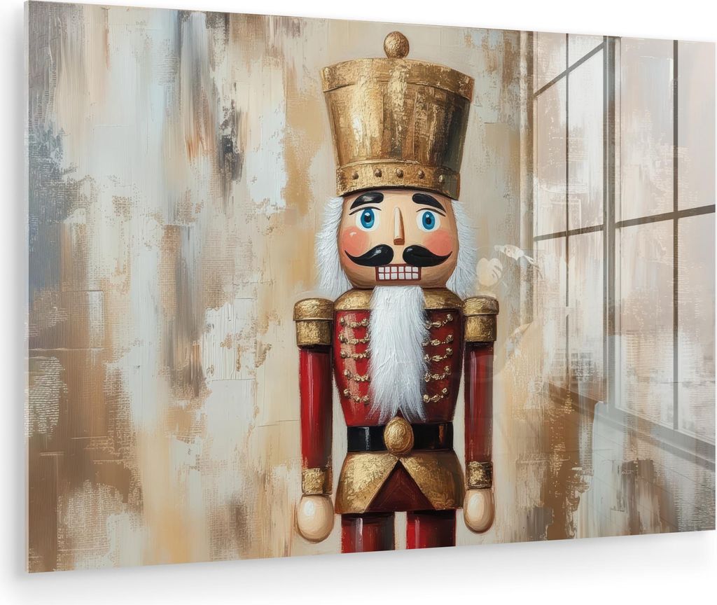 MuchoWow Glasbilder - Bilder auf Wandbild - Foto auf Glas Weihnachten - Puppe - Abstrakt 60x40 cm Wanddekoration aus Glas - Acrylglasbild - Acrylbi...