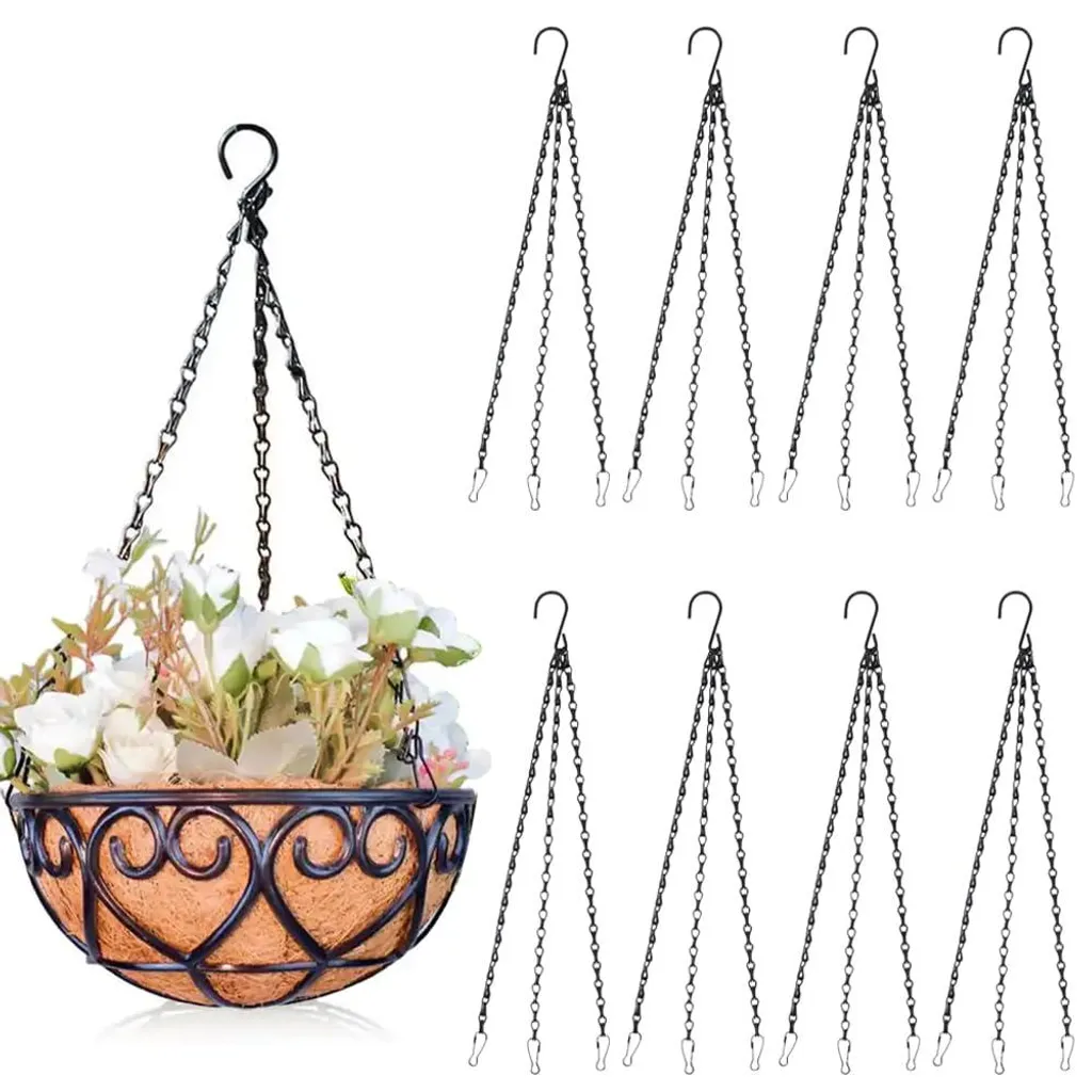 Chaîne de Suspension Métallique pour Pot de Fleur et Jardinière 8 Pcs