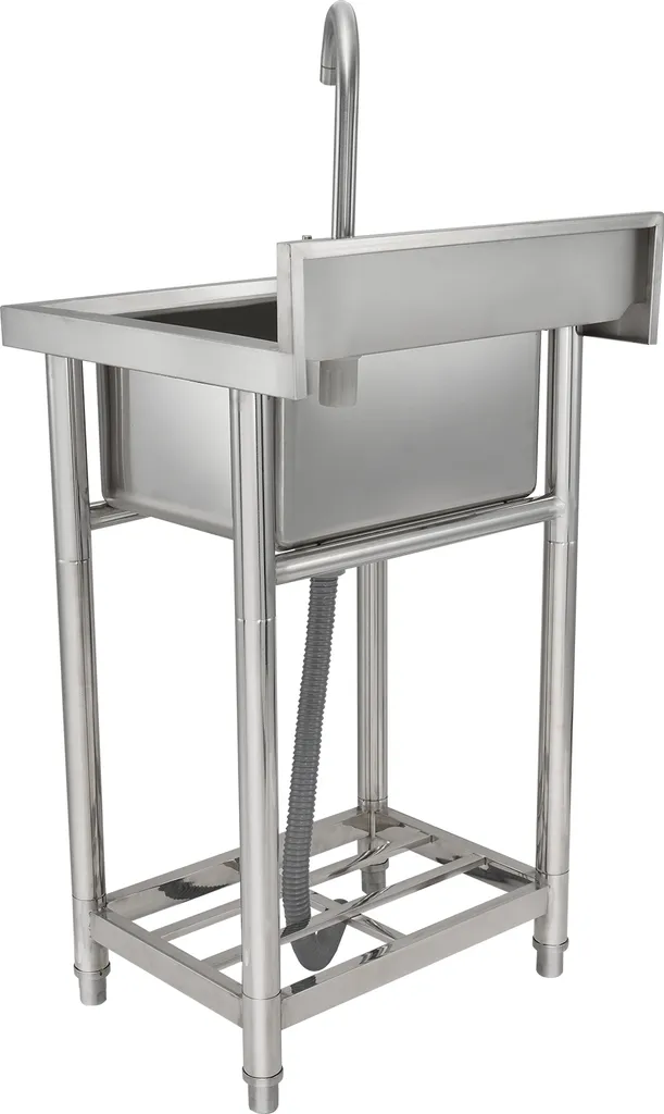 SucceBuy lavello multiuso in acciaio inox, piccolo lavello indipendente a 1 scomparto, con rubinetto e gambe, 40,6 x 33 x 22 cm, per garage, ristorante, cucina, lavanderia, NSF