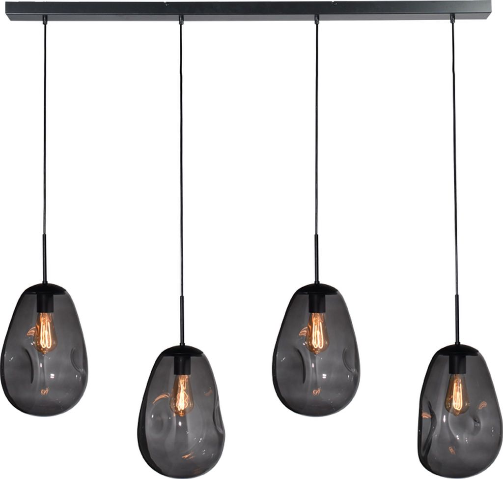masterlight Pendelleuchte Lava 4-flammig Glas Grau 130x24cm