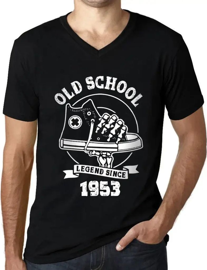 Herren Grafik T-Shirt V-Ausschnitt Eine Legende der alten Schule seit 1953 – Old School Legend Since 1953 – Geschenk 71. Geburtstag Jahrestag 7...