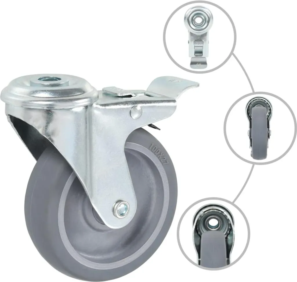 vidaXL 16 pcs Roulettes pivotantes avec trou de fixation dos 100 mm