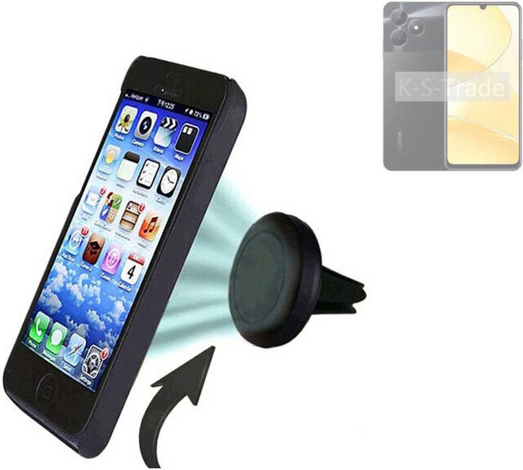 K-S-Trade Kompatibel mit Realme C51 Auto Handy Halterung KFZ Halter Lüftungsgitterhalterung Air Vent mount Smartphone Halter
