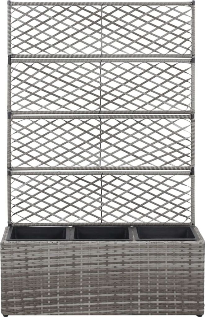 vidaXL Letto rialzato con traliccio 3 vasi 83×30×130cm Poly Immagine del prodotto 