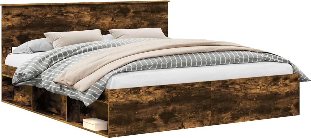 Bettrahmen Geräucherte Eiche 180 x 200 cm Holzwerkstoff