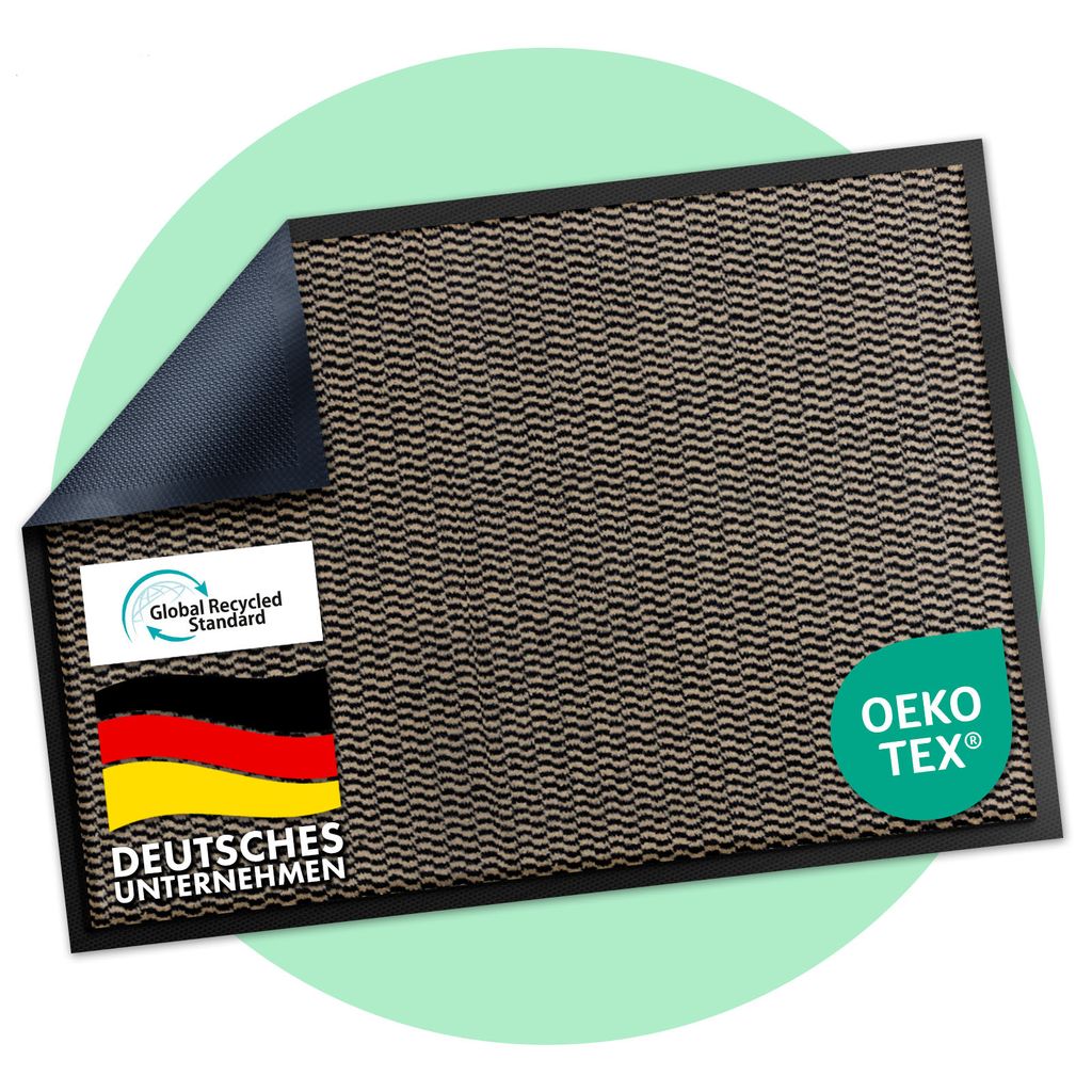 Floordirekt Fußmatte SKY Novo, rutschfeste TPE-Rückseite, effektive Schmutzaufnahme, In- & Outdoor Schmutzfangmatte, Ocker-schwarz, 40x60 cm