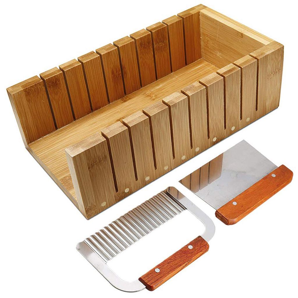 Seifenschneider Set Holz Seifen Cutter mit Drahtschneider & Wellenmesser, Seifenform Mehrfachschneider für DIY Seife