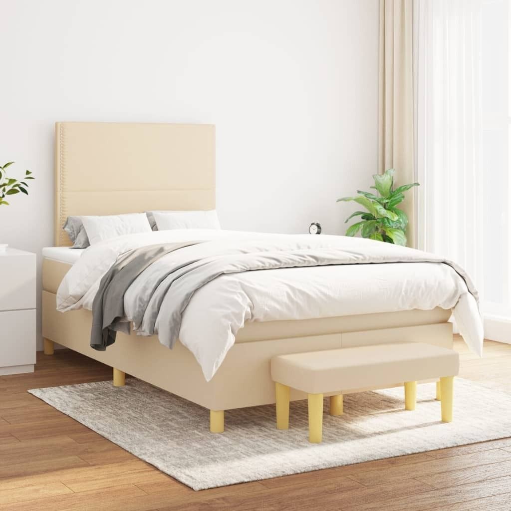 Maison Exclusive - Boxspringbett mit Matratze Creme 120x200 cm Stoff