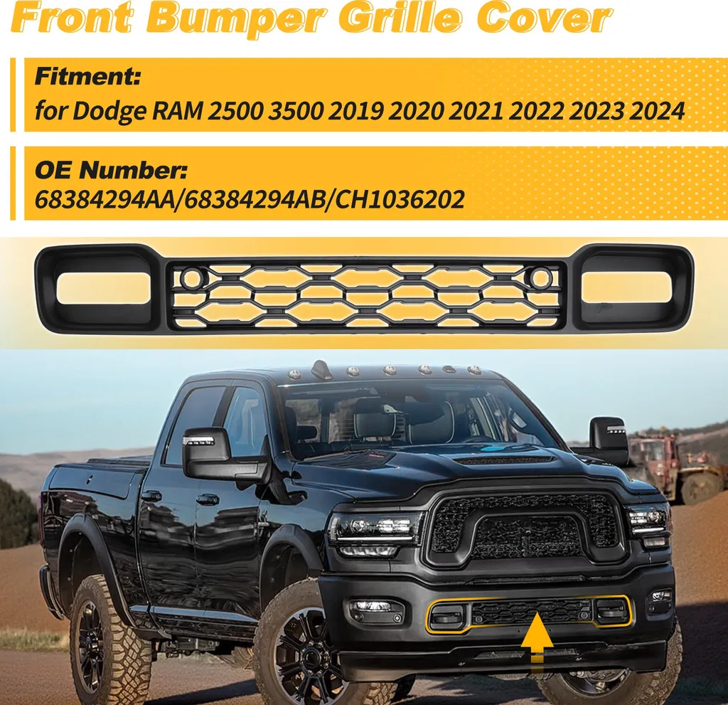 Grille de Pare-Chocs Dodge Ram 2500 3500 ABS Noir Résistant 2019-2024 - 3