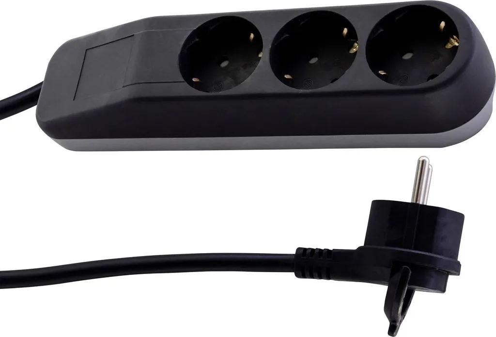 Multiprise 3 prises noire REV 0014330500 idéale pour bureau et TV