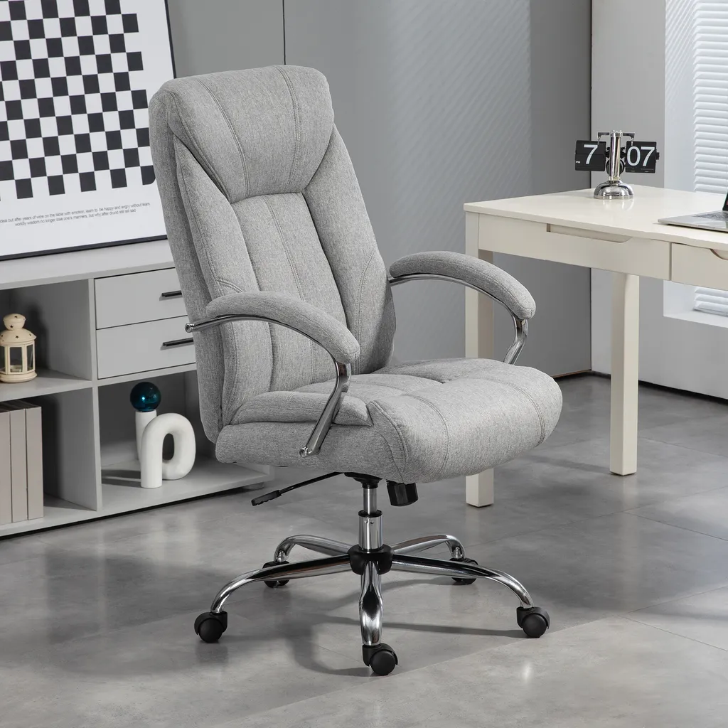 Vinsetto Sedia Da Ufficio Ergonomica In Tessuto, Con Braccioli, Poggiatesta E Supporto Lombare Regolabili, Funzione Dondolo, Altezza Regolabile, Nero, Portata 120 Kg
