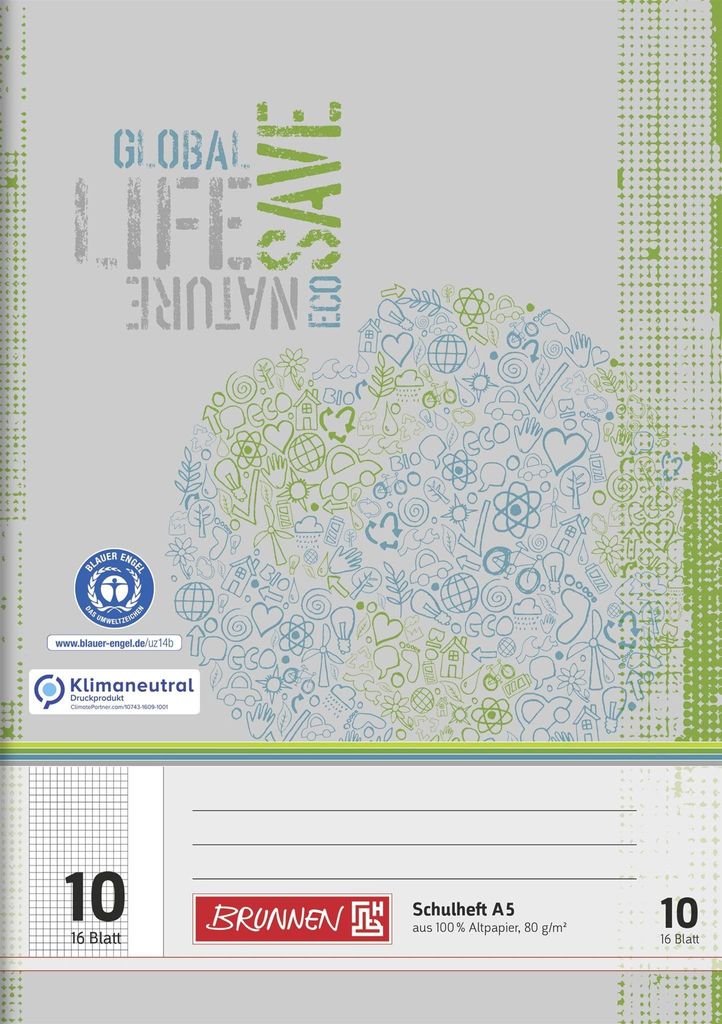 Brunnen Schulheft kariert DIN A5 - Bürokleinmaterial - A5