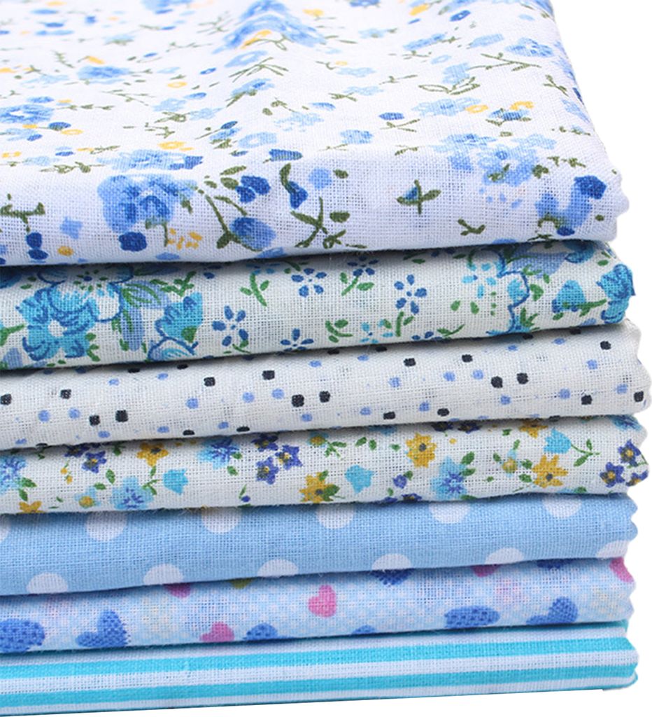 1 Set Patchwork -Stoff glatte Oberfläche ohne Geruch Baumwollverpackung nähen Handwerksstoffe für Zuhause-Blau