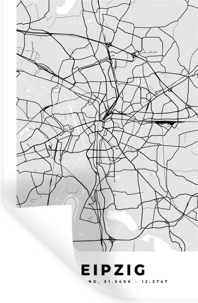 MuchoWow Wandtattoo Wandsticker Wandaufkleber Leipzig - Stadtplan - Deutschland - Karte 40x60 cm Selbstklebend und Repositionierbar - Wierderverw...