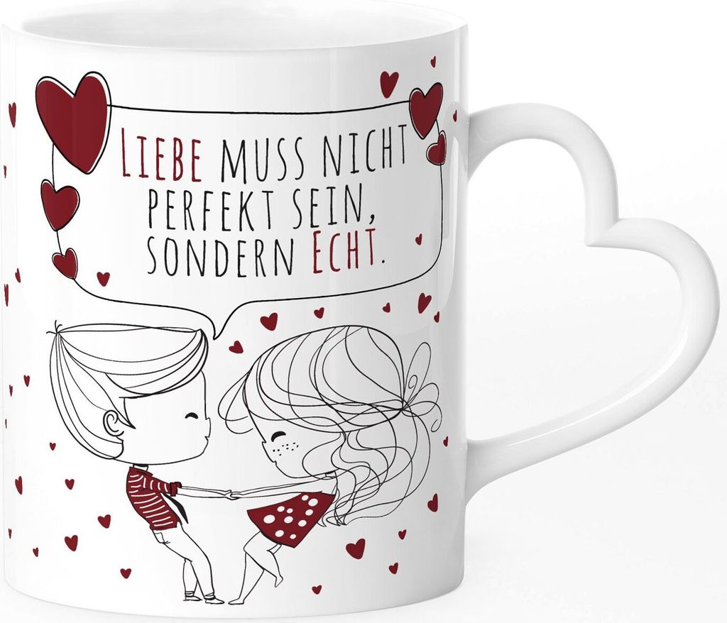 Tasse mit Herz-Henkel personalisierbar Sprüche Liebe Pärchen mit Liebesbotschaft persönliches Geschenk für Partner, Verliebte, Paare SpecialMe...