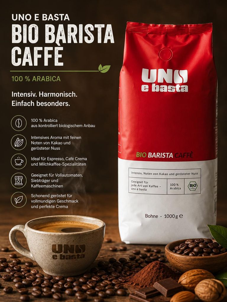 Niehoff Uno e basta 1000g, 1 kg, Kaffee, Medium-dark roast, Produktbild 