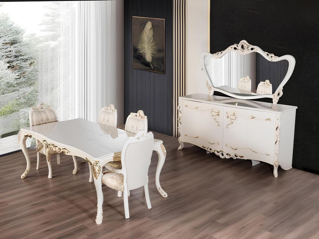 Klassischer Esstisch Beige Design Tisch Holz Tische Möbel Wohnzimmer