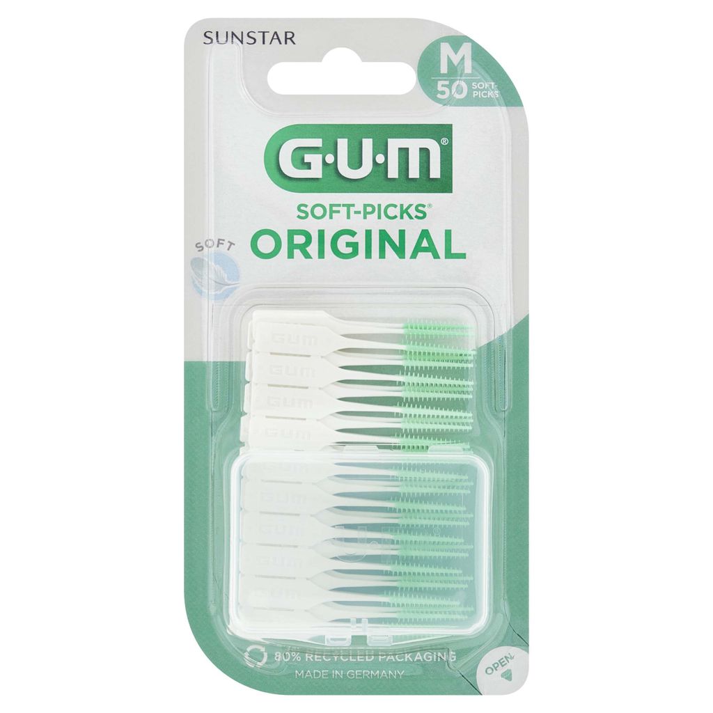 A package of GUM Soft-Picks Original M 50 units.