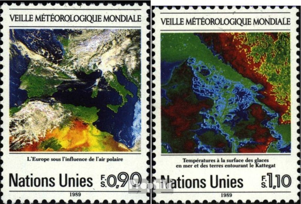 Briefmarken UNO - Genf 1989 Mi 176-177 (kompl.Ausg.) gestempelt Welt-Wetter-Wacht