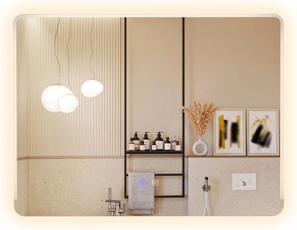LED-Badezimmerspiegel mit 3-farbiger Beleuchtung, beschlagfrei, 80 x 60 cm