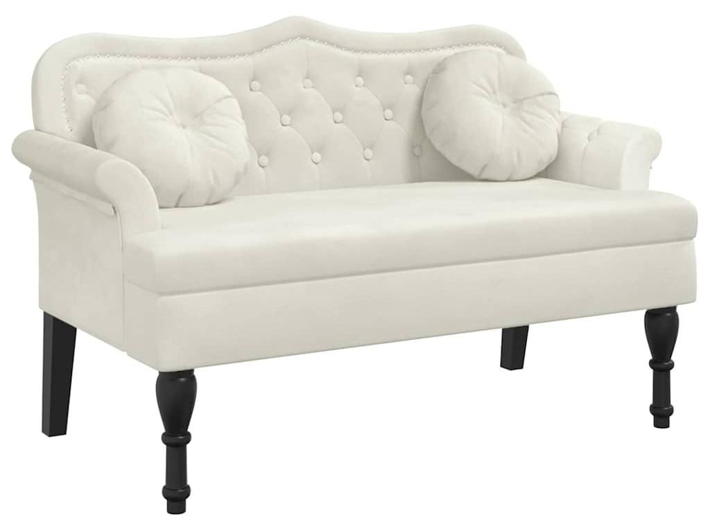 vidaXL Banc avec coussin Crème 120,5x65x75 cm Velours Image du produit 