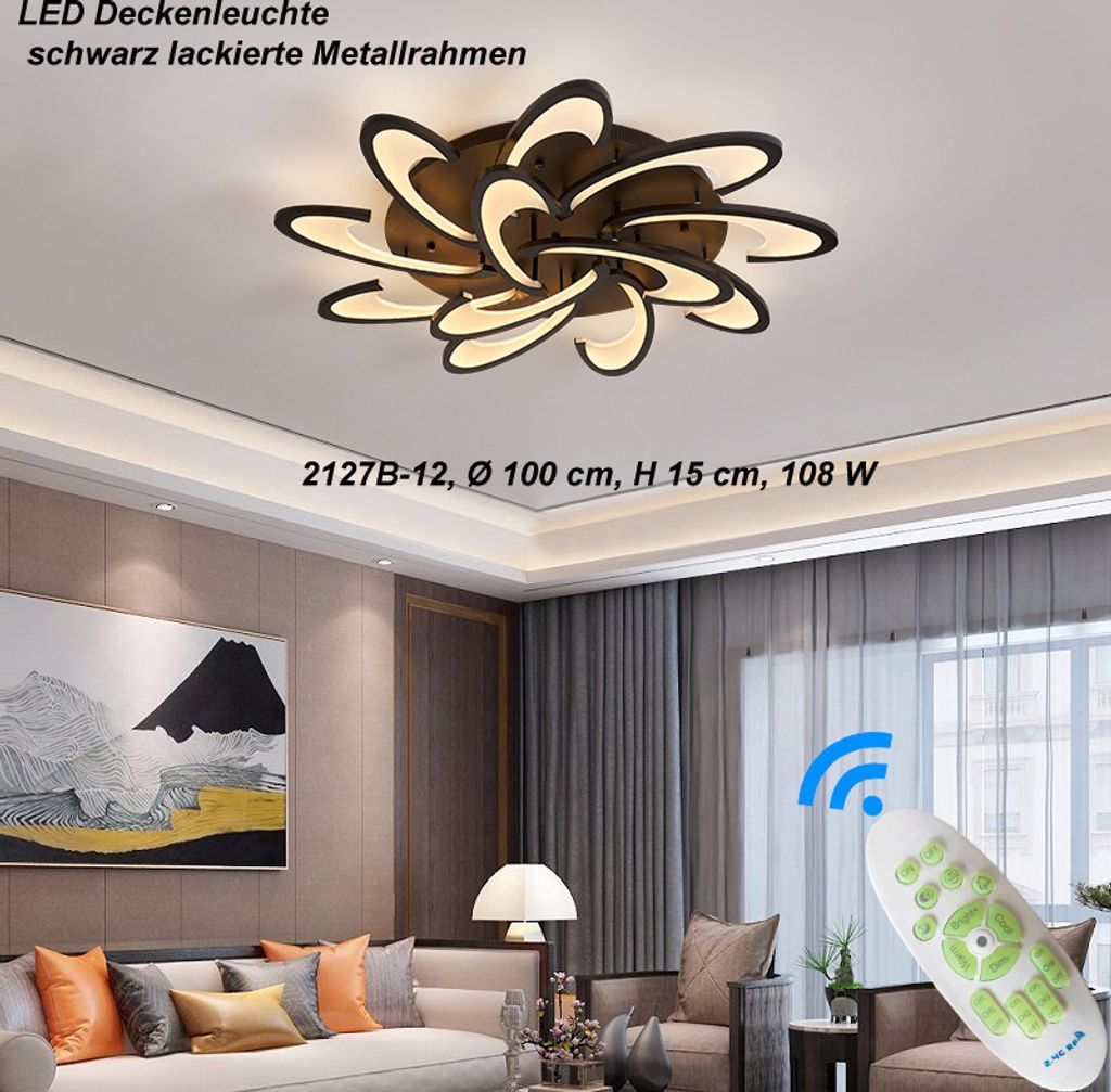 Plafonnier LED 2127Black-12 Ø 100 cm avec télécommande Image du produit 