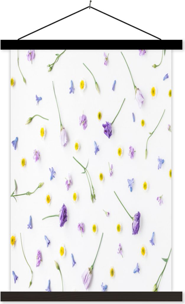 MuchoWow Textilposter Blumen - Pastell - Vintage 60x90 cm mit schwarzem Rahmen - Poster Wohnzimmer