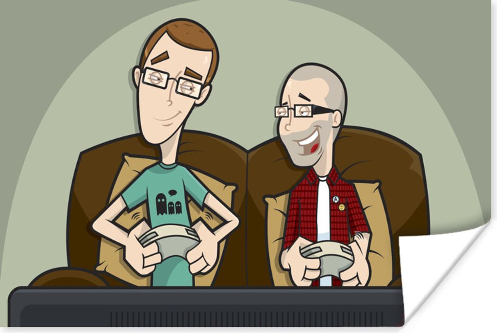 MuchoWow Poster Spiele - Männer - Sofa 180x120 cm - Fotoplakat