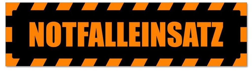 Kiwistar - Autoaufkleber - Orange - Schwarz - 30 x 8 cm - Notfalleinsatz gestreift - Hinweis Aufkleber Sticker für Auto, Kfz, Fahrrad, PKW, LKW