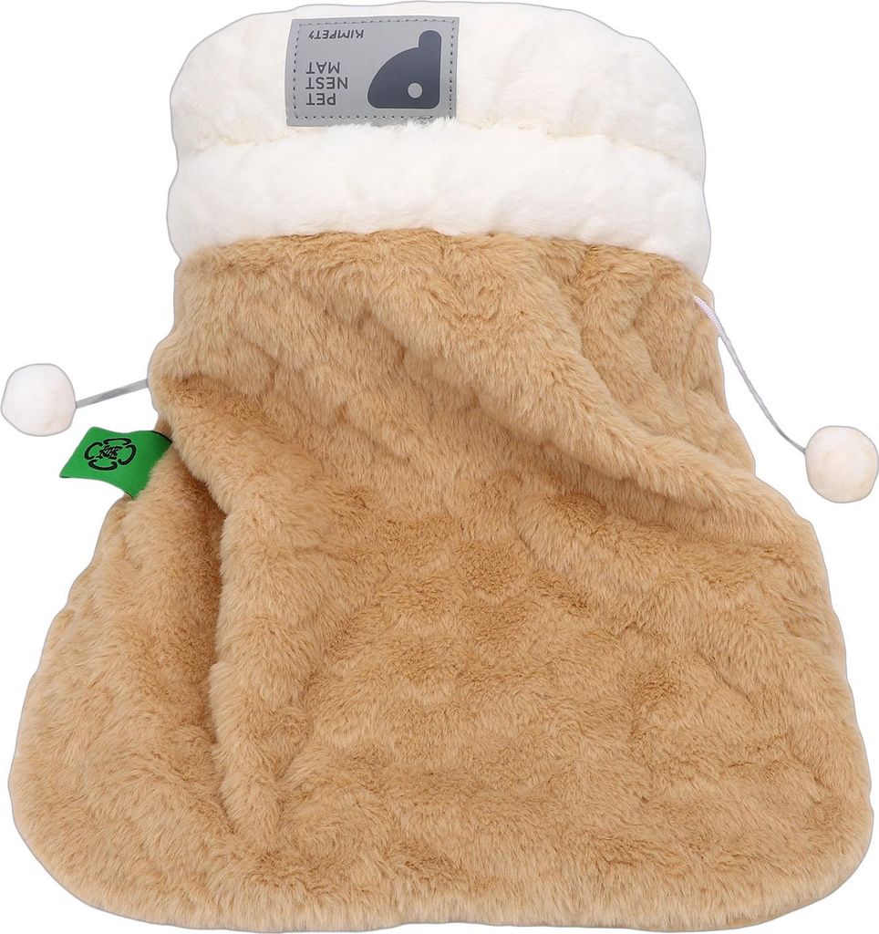 Katzen-Schlafsack-Bett-Höhle Winter Gemütliches weiches Plüsch-Bett für Haustiere zum Eingraben für drinnen Kätzchen Welpen Braun mit Ball St...