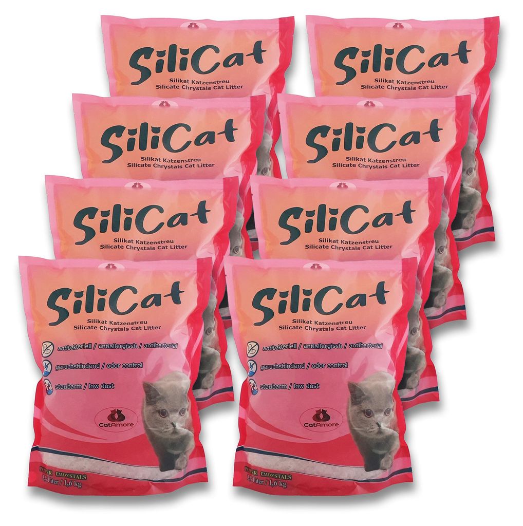 CatAmore Silicat 8 x 3,8 l = 30 Liter Silikat Katzenstreu Produktbild 