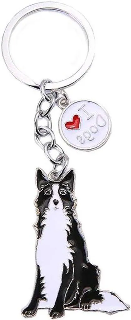 Cadeau anniversaire Border Collie : Porte-clés 10 cm métal pour sac à dos