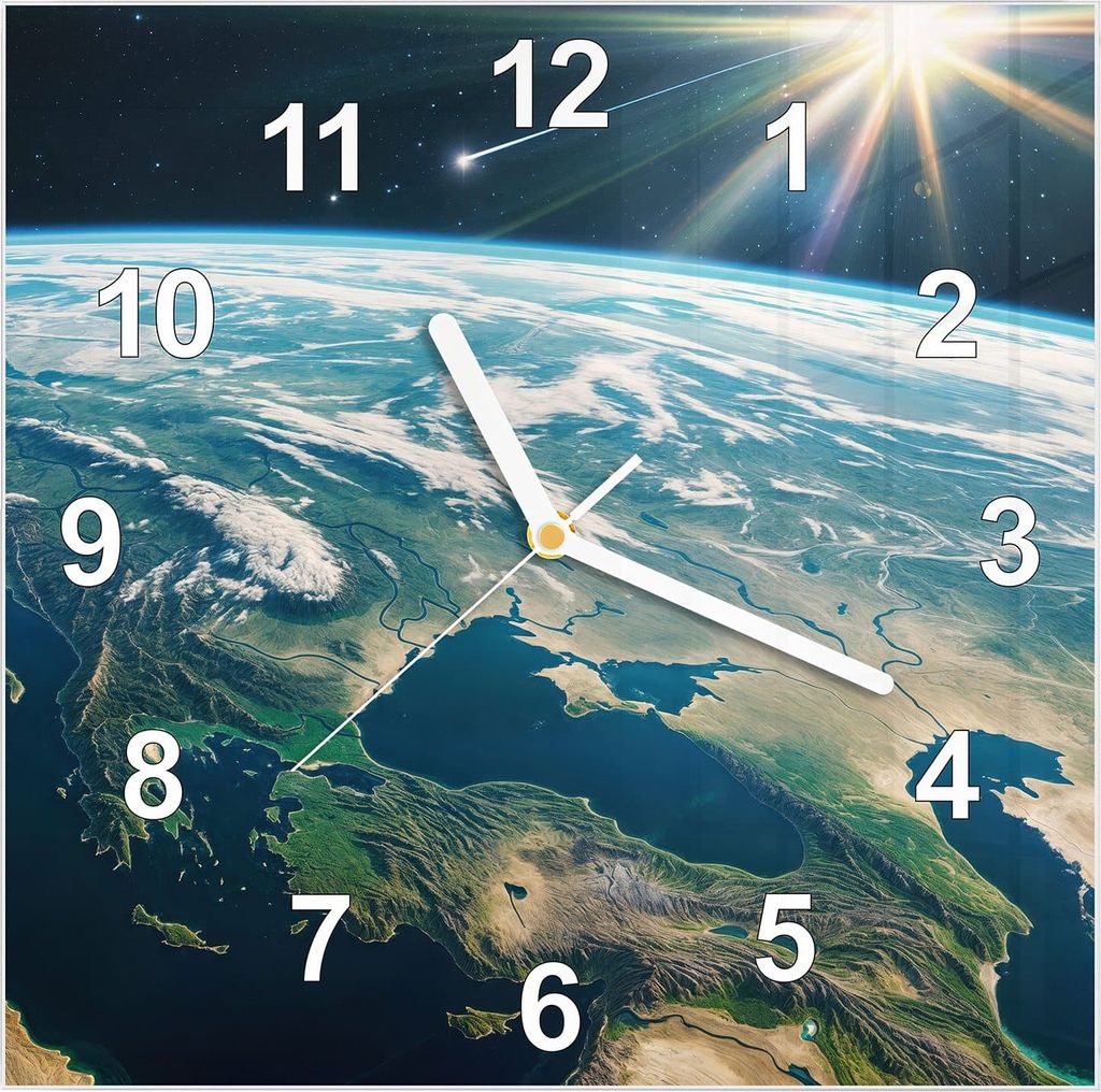 Wanduhr aus Glas mit Motiv Blick Auf Die Erde- 30 x 30 cm - Produktbild 
