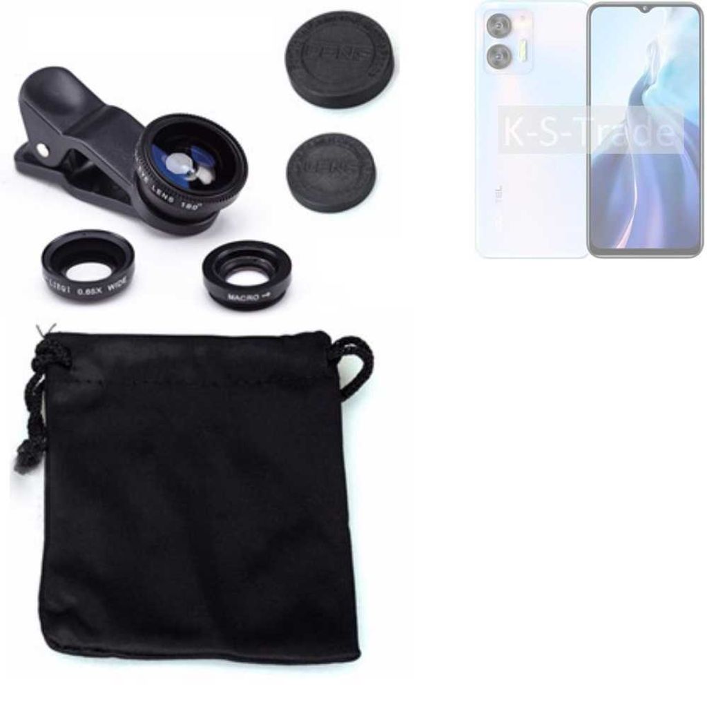 K-S-Trade Smartphone Kamera Linsen Set Kompatibel mit Oukitel C36 3in1 Clip-On Kamera Adapter Macro Weitwinkel FishEye Fischauge Objektiv Linse