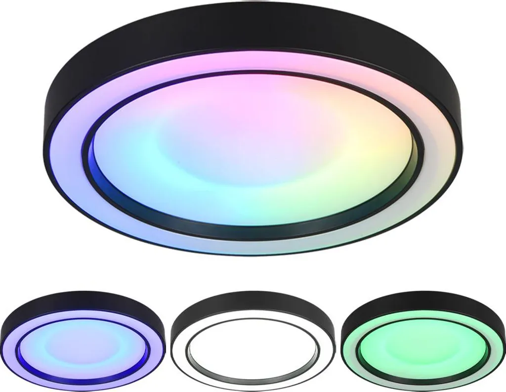 Plafonnier Noir LED RGBW Trio Arco Dimmable avec Télécommande Incluse