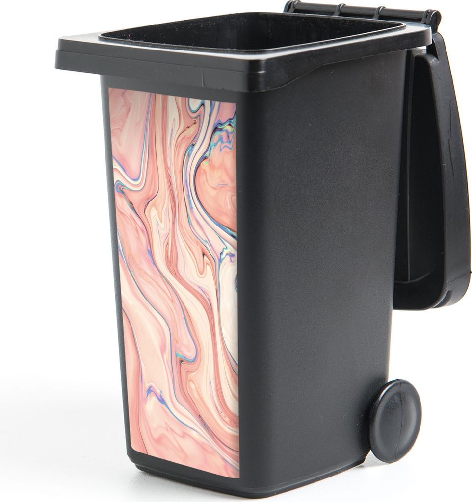 MuchoWow Mülltonnenaufkleber Marmor - Pastell - Rosa - Blau - Marmoroptik - Abstrakt 44x98 cm - Containeraufkleber - Aufkleber - Mülltonnen-Auf...