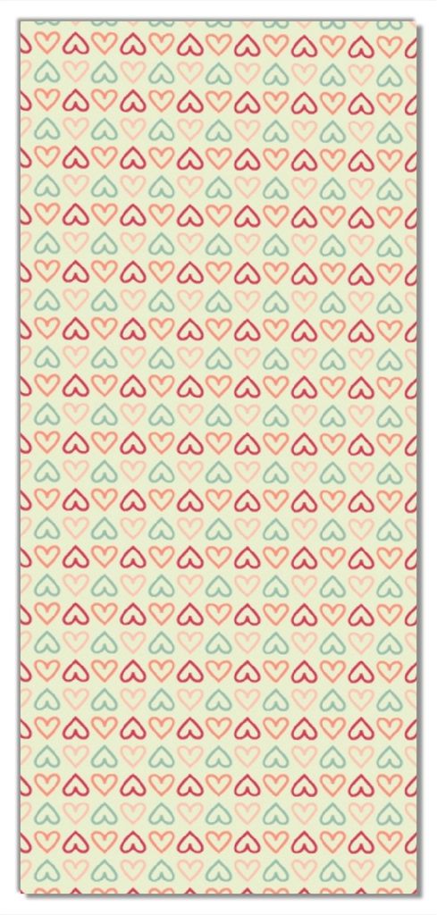 Wallario selbstklebende Türtapete 93 x 205 cm - Muster Herzen in rot, gelb und grün, symmetrisch angeordent - Abwischbar, rückstandsfrei zu entf...