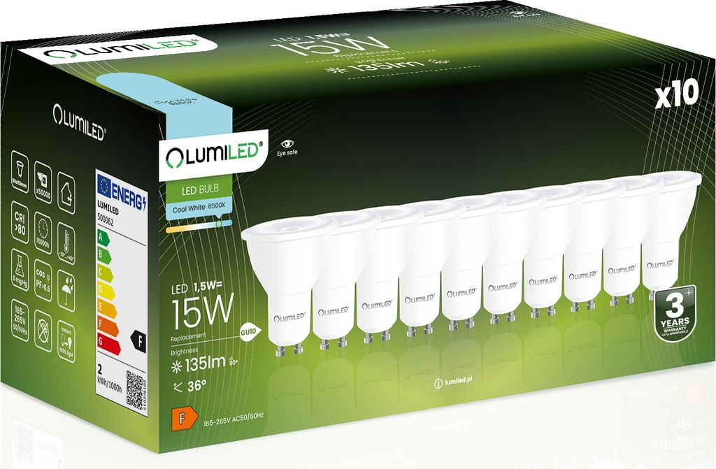 LUMILED GU10 LED Lampe 1,5W 135 Lm Leuchtmittel 6500K Produktbild 