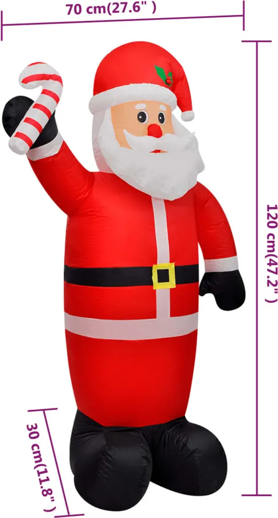 Père Noël gonflable 120 cm avec LED intégrées pour décoration extérieure - 4