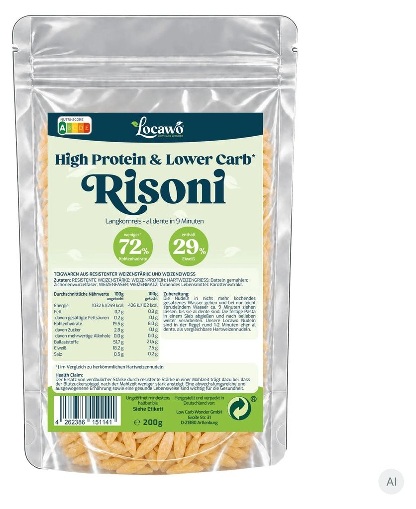 Locawo High Protein Low Carb Risoni | Langkornreis | Pasta Produktbild 