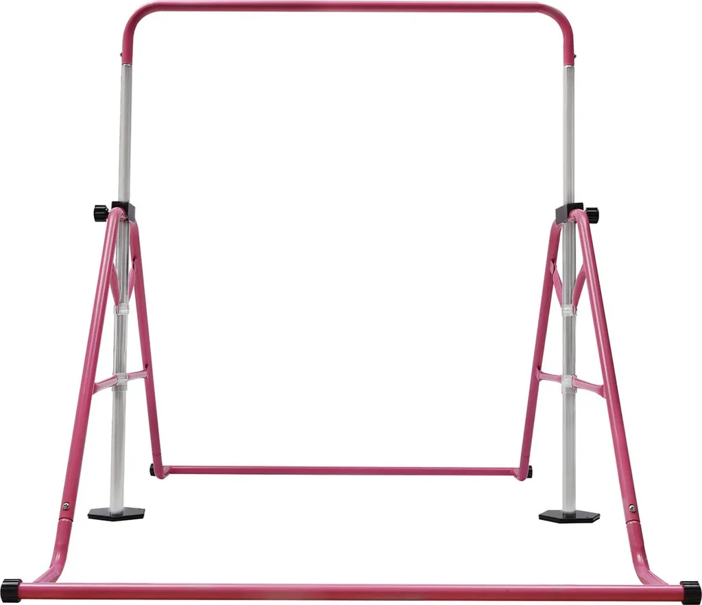 Barre de gym pliable enfant rose : stabilité et sécurité pour petit espace