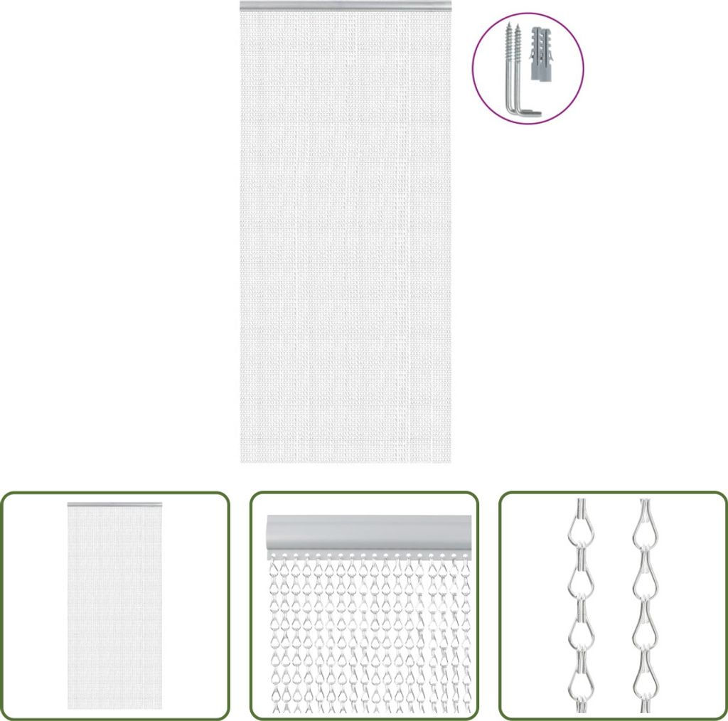 The Living Store Türvorhang aus Ketten 100x200 cm Aluminium