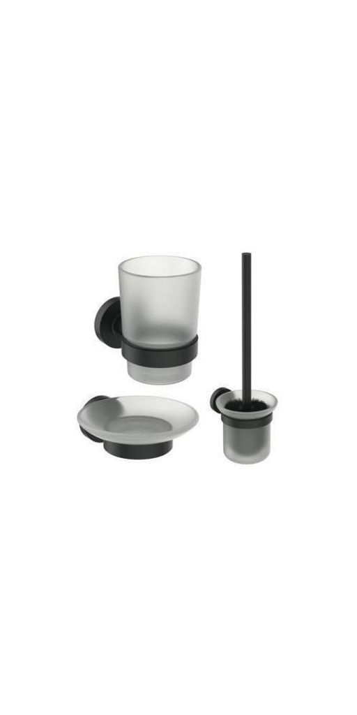 Ideal Standard Accessoires-Paket IOM A9245XG Schwarz (Enthält WC-Bürstengarnitur, Einzel-Mundglas und Seifenschale)