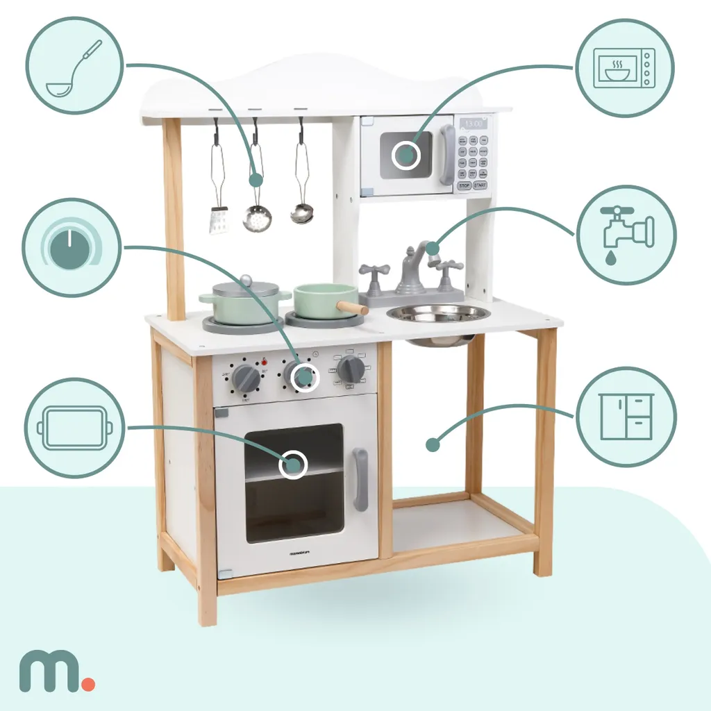 Cuisine de jeu en bois stable pour enfant de 3 ans avec accessoires - 2