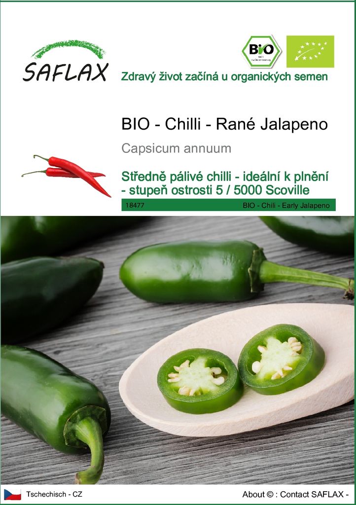 SAFLAX - BIO - Chilli - Rané Jalapeno - Capsicum annuum - Obrázek produktu 