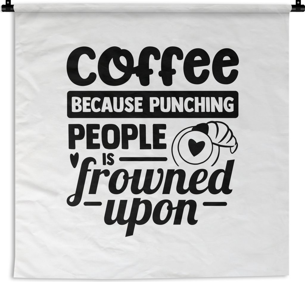MuchoWow Wandteppich Wandbehang Kaffee - Zitate - Cappuccino 60x60 cm Tapisserie Dekoration Wandtuch - Dekorationen - Wand Decke